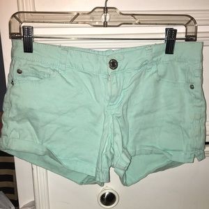 turquoise jean shorts